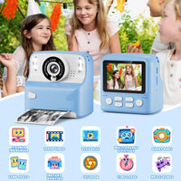 1 x RAW Customer Returns Children s Camera, Kaishengyuan Instant Camera Children s Camera, Digital Camera 2.4 with Printing Paper 32G Card, Gifts for Girls Boys 3-12 Years Blue  - RRP €37.99