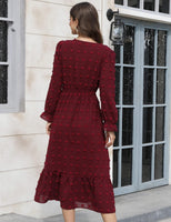 1 x RAW Customer Returns JUOIANTANG Red Dress Women s Gothic Swiss Dots Maxi Dress Women s Long Sleeve Ball Dresses Autumn Elegant Ruffle Hem Autumn Dress Casual Dress with V Neck L - RRP €40.33