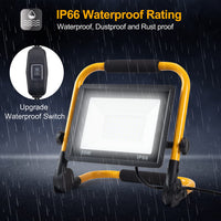 1 x RAW Customer Returns LED construction spotlight, 50W 5000LM work light, LED work light with plug, IP66 waterproof LED construction spotlight with 4M cable, portable construction spotlight for workshop or construction site, garage, 6500K - RRP €27.97