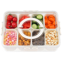 1 x RAW Customer Returns HNNJCK snack bowl with lid, snack plate with compartments, plastic compartment snack bowls plate storage box, snack box organizer for sweets, candy, veggie, biscuits, nuts, fruit large  - RRP €20.16