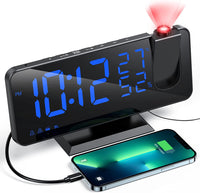 1 x RAW Customer Returns Aikove Digital Bedside Alarm Clock with Projector, Multifunctional Alarm Clock with FM Radio, 3 Brightness Levels, Snooze and 15 Volume Levels, 12 24 Hours, for Bedroom, Home, Office - RRP €29.99