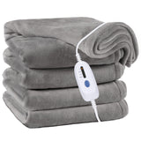 1 x RAW Customer Returns McJaw Heated Blanket - 200 150 cm Flannel Electric Heated Blankets, 4 Temperature Settings and 10 Hour Timer, Light Soft, Fast Heating with Overheating Protection - Gray - RRP €40.68