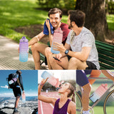 2 x RAW Customer Returns KETIEE drinking bottle 2L, 2 liter drinking bottle with straw, BPA-free water bottle 2 liters with time marking, leak-proof sports bottle drinking bottle sport for fitness camping yoga travel pink blue  - RRP €34.22