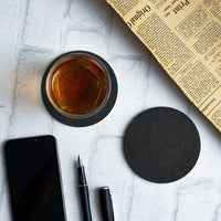 1 x Brand New Ajerg Coasters Set of 12 with Holder, Round Coasters Table Coasters for Glasses, Drinks, Cups Black  - RRP €20.4