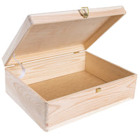 1 x RAW Customer Returns Creative Deco XL Large wooden box with lid and lock 40x30x14 cm -1cm Memory box baby wooden box with lid unpainted box For documents toys tools RAW UNPOLISHED - RRP €28.72