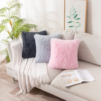 1 x RAW Customer Returns MIULEE Set of 2 cushion covers, decorative cushions, artificial fur sofa cushions, decorative cushions, cuddly cushions, plush cushions, cuddly couch cushions, fluffy cushion covers for sofas, 40 x 40 cm, grey-white - RRP €14.11