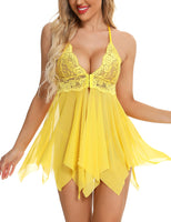 1 x RAW Customer Returns BESDEL Women s Lace Lingerie Babydoll Chemise Sexy Exotic Nightgowns Wedding Nightgown Yellow XL - RRP €24.0