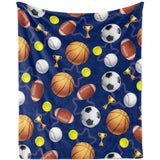 3 x Brand New Cuddly blanket children sports balls, soft fluffy sports balls blanket for boys, plush cuddly blanket flannel fleece blanket with basketball football rugby pattern for sofa blanket couch blanket, 100x130cm - RRP €61.2