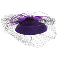 1 x RAW Customer Returns Lurrose Fascinators for Women Tea Party Hat with Veil 20s Flapper Headpiece and Clip for Wedding Tea Party Halloween Church Purple  - RRP €16.6