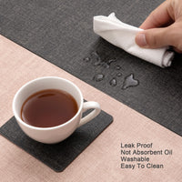 1 x RAW Customer Returns Myir JUN Washable Leather Placemats and Coasters, Double-Sided Placemats Set of 4 Non-Slip Placemats Leather Faux Leather Placemats Grey Pink, Set of 4  - RRP €19.04