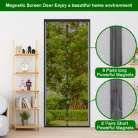 1 x RAW Customer Returns THICKENED fly screen door mosquito net door magnet curtain insect protection for balcony door, cellar door and patio door. Easy adhesive installation without drilling, black, 110 x 220 cm - RRP €21.97