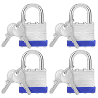 1 x RAW Customer Returns Belle Vous Steel Padlock Set Laminated, Padlock with 2 Keys 4pcs - 6mm Shackle 6.4x 4.2x 2.4cm Security Lock Padlock Weatherproof Indoor Outdoor Locker Lock with Key - RRP €22.99