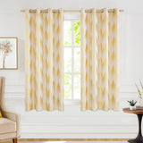 1 x Brand New FMFUNCTEX Beige Gold Foil Pine Forest Opaque Curtains Eyelet Curtain Cold Protection Blackout Curtains Thermal Insulated Curtains for Living Room Bedroom, 132 245cm, Set of 2 - RRP €29.23