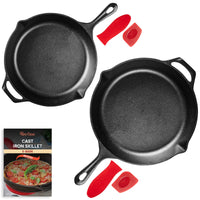 1 x RAW Customer Returns Uno Casa cast iron pan set of 2 - cast iron pan 25 cm, 30cm - cast iron pans for cakes, pizza, sauce, bread, eggs - RRP €59.99