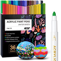 1 x RAW Customer Returns AKARUED 36 Colors Marker Acrylic Pens, Acrylic Paint Pens for Wood Glass Paper Canvas Gift Card DIY Photo Albums Easter Eggs Decoration Plastic Fabric Cups, Stones Painting Set - RRP €17.99