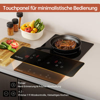 1 x RAW Customer Returns Gudsunal Domino hob, 2-plate glass ceramic hob with plug, 3000W, 9 heat settings, 1-99 minute timer, touch control, automatic switch-off, child lock - RRP €80.66