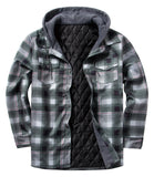 1 x Brand New GLESTORE Lumberjack Jacket Men s Flannel Shirt Jacket Lined Thermal Shirt Winter Long Sleeve with Hood Checked Lumber Jacket Gray and Green S - RRP €48.99