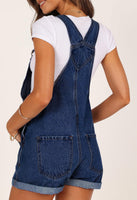 1 x RAW Customer Returns Sovoyontee Women s Jean Shortalls Classic Adjustable Straps Denim Bib Overalls Shorts Rompers Summer Jumpsuits Blue L - RRP €43.99