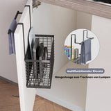 1 x Brand New COVAODQ hanging basket for the kitchen, cupboard basket hanging basket with towel holder, practical organizer for the kitchen, for the cupboard door for storing cutting boards, cookbooks black-2-pack  - RRP €16.99