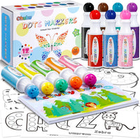 1 x RAW Customer Returns Ohuhu Washable Bingo Dabbers, 12 Colors Dot Markers 40ml for Toddlers with a Blank 30 Pages Kids Activity Book for Preschool Non-Toxic Water-Based Dot Art Markers - RRP €20.64