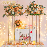 1 x RAW Customer Returns Nuptio Gold Wedding Centerpiece Vase with Acrylic Panel - 2 Pieces 100cm Tall Flower Vases Rectangular Metal Column Flower Stand for Birthday Party Decorations - Geometric Displays - RRP €64.91