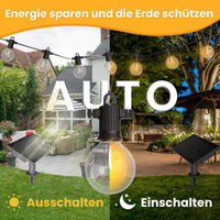 1 x RAW Customer Returns ZOTOYI Solar Outdoor String Lights, 15M Outdoor Solar Garden Lights IP65 Waterproof with 24 2 G40 LED Bulbs, String Lights USB Rechargeable Bulb for Wedding, Party, Patio - RRP €54.89