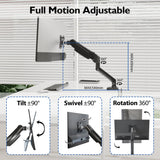 1 x RAW Customer Returns BONTEC monitor mount for 13-34 inch screen holds 3-9 kg, gas spring arm, tiltable, swiveling, rotating, ergonomic screen mount 1 monitor with cable management, VESA 75 100mm - RRP €36.99