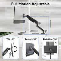 1 x RAW Customer Returns BONTEC monitor mount for 13-34 inch screen, gas spring arm, tiltable, swiveling, rotating, ergonomic screen mount 1 monitor with cable management, VESA 75 100mm - RRP €31.46