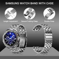 1 x RAW Customer Returns HASLFM Compatible with Samsung Galaxy Watch 5 Pro Bracelet 45mm, Compatible with Samsung Galaxy Watch 6 Watch 5 Watch 4 Bracelet 44mm, Robust Stainless Steel Metal Bracelet Case for Men, Gray - RRP €36.29