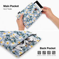 1 x RAW Customer Returns MoKo 6-7 inch Padded Tablet Case Cover with Embroidered Flowers for Kindle 11th Gen 2022 10th Gen 2019, Kindle Paperwhite 11th 10th Gen 2021 2018, Tablet Protective Case for Oasis, White Daisy - RRP €23.27