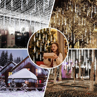 1 x RAW Customer Returns Roytong LED fairy lights for outdoors and balconies, 30 cm 10 tubes 360 LEDs Christmas decoration meteor shower rain lights LED icicle fairy lights for garden Christmas decoration 30 cm 10 tubes 360 LEDs, white  - RRP €16.63