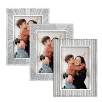 9 x Brand New Giftgarden 3 pieces glass picture frames 10 x 15 cm with silver glitter - Sparkling photo frames for table top - Perfect for baby photos, family photos and wedding photos - Gift - RRP €158.85