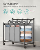 1 x RAW Customer Returns SONGMICS Laundry Cart, Laundry Basket with 4 Removable Bags, Laundry Trolley, Bedroom, Bathroom, 4 x 35 L, Dove Gray LSF005GS - RRP €40.33