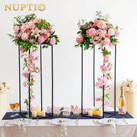 1 x RAW Customer Returns Nuptio Black Vase Plant Stand 2 Pack 80cm Tall Flower Vases for Wedding Birthday Party Centerpieces Metal Columns Presentation Table Stand for Inside Corner Flower Stand - RRP €61.98