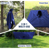 1 x RAW Customer Returns Anyoo Lightweight Waterproof Rain Poncho Reusable Breathable Rain Cover, Unisex Ripstop Raincoat with Hood Foldable for Outdoor Camping Hiking Fishing, Navy, One Size - RRP €22.18