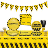 6 x Brand New Construction Birthday Party Supplies, Truck Party Decorations for Boys Birthday, Includes Paper Plates, Worn Style Construction Tablecloth, Construction Flag, Paper Cups, Napkins - RRP €115.2