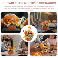 1 x Brand New Amosfun Set of 3 Table Decorations Including Artificial Pumpkin for Halloween Thanksgiving Fall Decorations Each Piece Has a Different Shape  - RRP €24.54