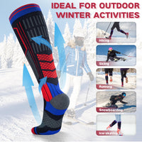 1 x RAW Customer Returns Reamphy 2 pairs of ski socks, merino wool socks, thermal socks for men and women, breathable compression stockings, warm support stockings, knee-high thick compression socks for winter sports, snowboarding, 39-42 - RRP €25.2