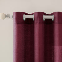 1 x RAW Customer Returns MIULEE Set of 2 Voile Curtains Sheer Linen Curtain with Eyelets Transparent Irregular Texture Curtain Eyelet Curtain Window Curtain Translucent for Bedroom 245 x 140cm H x W Wine Red - RRP €33.99