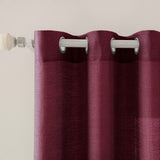 1 x RAW Customer Returns MIULEE Set of 2 Voile Curtains Sheer Linen Curtain with Eyelets Transparent Irregular Texture Curtain Eyelet Curtain Window Curtain Translucent for Bedroom 245 x 140cm H x W Wine Red - RRP €33.99