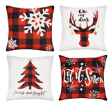 1 x RAW Customer Returns absolove 4 pieces Christmas pillowcase 45 x 45 cm, linen Christmas pillowcases with zipper, checked Christmas pillowcases - RRP €11.32