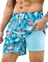 1 x RAW Customer Returns KBVOT Men s Swim Trunks with Compression Liner Quick-drying Swim Shorts Men Short Board Shorts Swimming Trunks 2 in 1 Swim Trunks with Inner Shorts Surfing Beach Pants - RRP €27.18