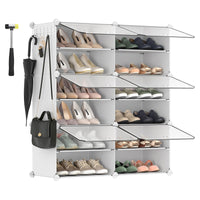 1 x RAW Customer Returns SONGMICS Plastic Shoe Rack, 6 Compartments, Modular Shoe Rack, Modular Plastic Shelving, 30 x 40 x 30 cm Each Cube, with Door, Steel Frame, Plastic Panel, White LPC033W01 - RRP €36.99