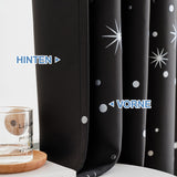 1 x RAW Customer Returns CUCRAF Opaque Black Curtains with Eyelets Silver Foil Star Design Thick Curtains Blackout Thermal Curtain for Bedroom, Children s Room, Set of 2 H 245 x W 140 cm, Black - RRP €44.87