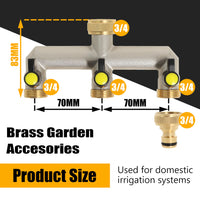 1 x RAW Customer Returns 3-way water distributor, 3 4 brass tap, 3-way distributor with 3 individual stopcocks, for 3 garden hose connectors - RRP €27.22