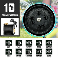 1 x RAW Customer Returns Flexible Garden Hose, 1 2 inch 7.5 m Expandable Garden Hose, Expandable Garden Hose Spray Nozzles Adapter Set for Garden Watering Lawn Pet Bathing Car Washing Black 25FT 7.5 m  - RRP €23.8