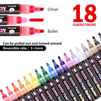 1 x RAW Customer Returns wonsar Acrylic Pens Marker Pens, 18 Colors Waterproof Acrylic Pens for Painting Stones, Acrylic Paint Pens for Children DIY Ceramic Glass Porcelain Metal Plastic Wood Canvas Medium Tip  - RRP €19.5