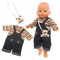 1 x RAW Customer Returns Miunana clothing clothing outfits for baby dolls, doll clothes 35-43 cm, dungarees with shoulder bag - RRP €7.64