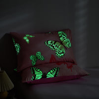 1 x RAW Customer Returns Homewish Luminous Bed Linen 135 x 200 Girls Children s Room Butterfly Luminous Decor Duvet Cover Butterfly Pattern in the Dark Luminous Decorative Bed Linen Pillowcase 80 x 80 cm - RRP €28.73