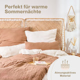 1 x RAW Customer Returns Blumtal muslin bed linen 155x220 cm - Oeko-TEX certified bed linen 155x220 muslin - duvet cover 155x220 pillowcase 80x80 - bed linen muslin 155x220 made of cotton - bed linen beige - RRP €50.41